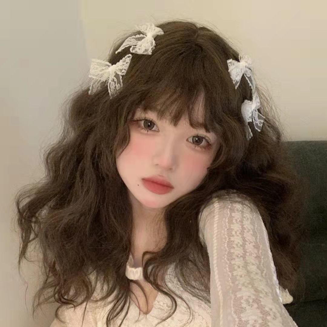 White lace bowknot hair clip cute Japanese fairy lolita hair Carson super fairy braided hair bangs hair accessories