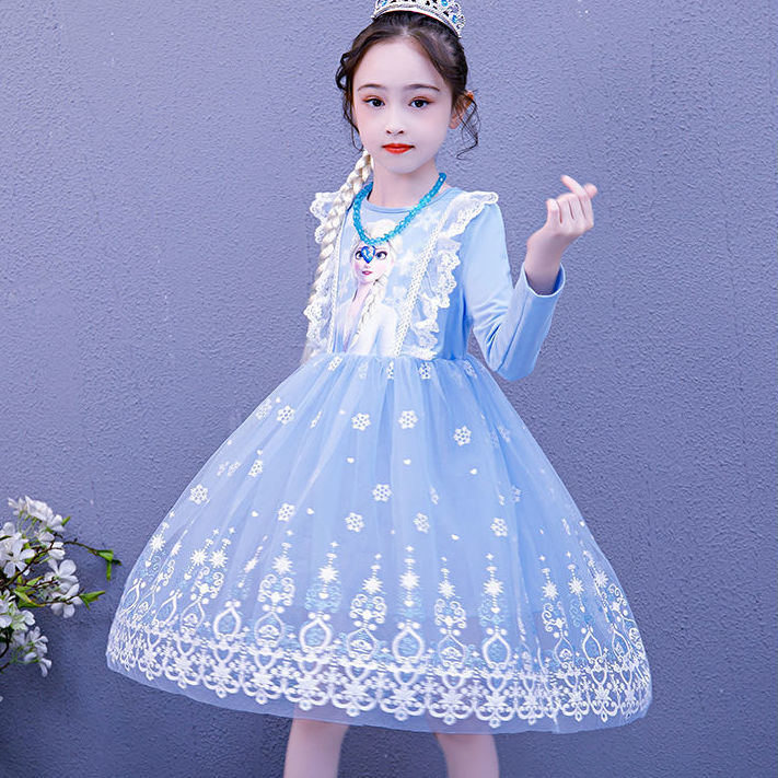 Aisha Aisha Princess Dress Girls Dress New Autumn Winter Children's Mesh Skirt Girl Frozen