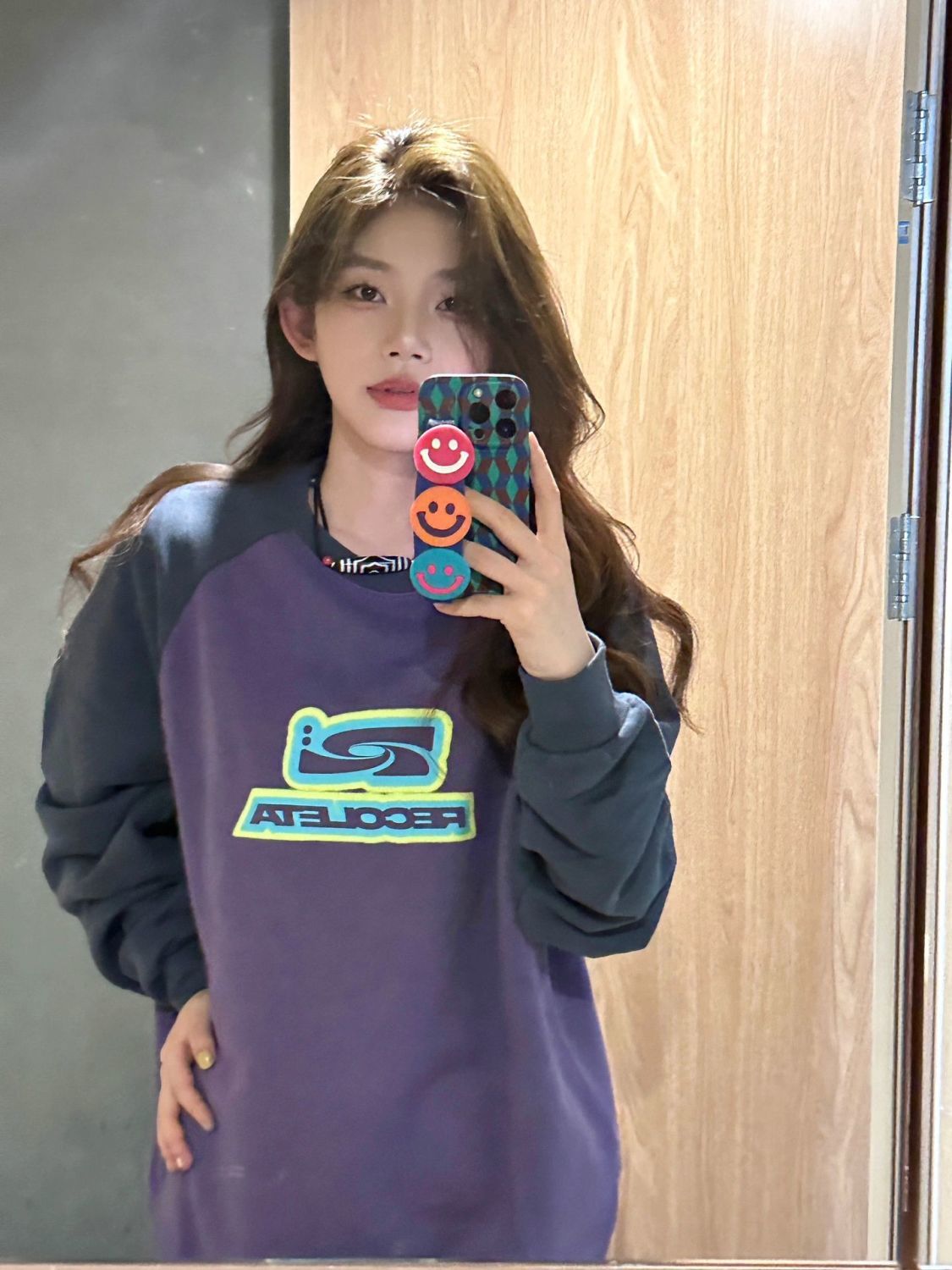 美式hiphop撞色拼接衛衣女春秋薄款寬鬆oversize獨特休閒百搭上衣