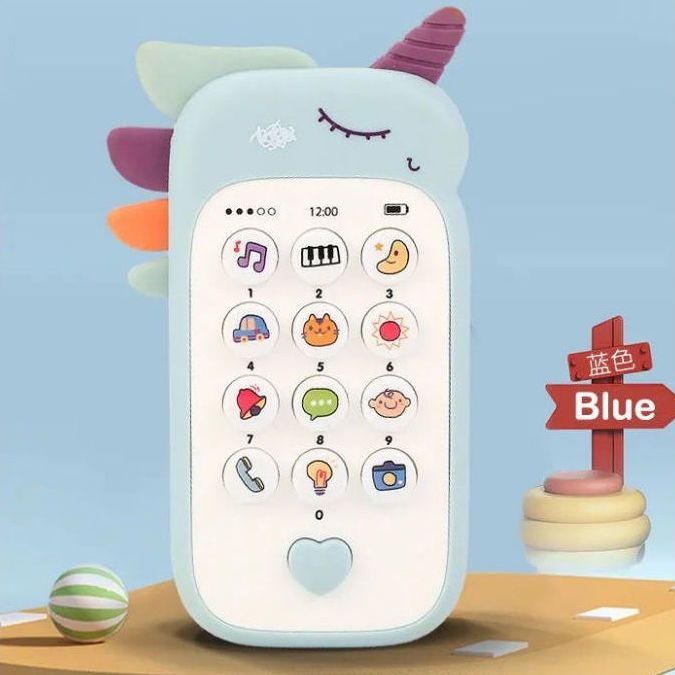 婴儿可咬牙胶宝宝仿真手机幼儿音乐玩具早教益智故事机充电电话机