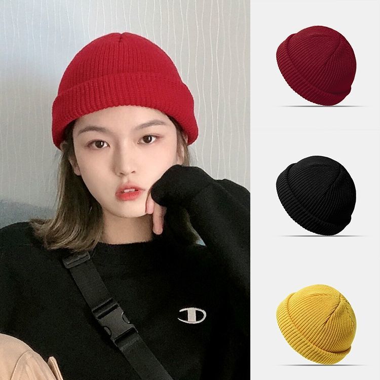 Melon cap women's trendy hip-hop knitted cold hat Korean woolen hat autumn and winter yuppie landlord hat Baotou hooligan hat men