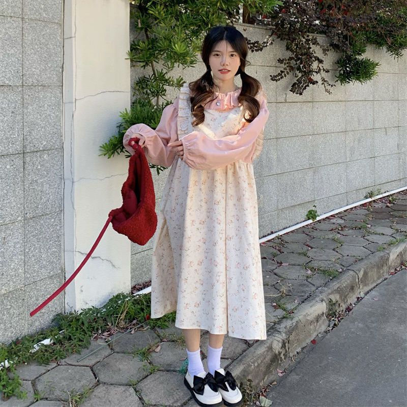 年春季新款韩系气质网红法式甜美减龄荷叶边背心裙两件套装女