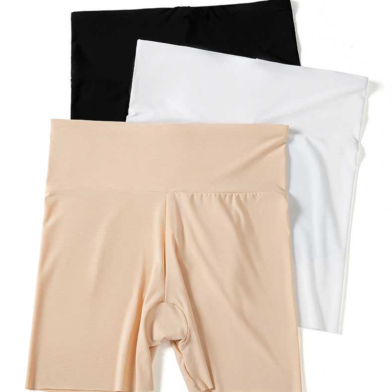 High waist safety pants women's anti-light summer ice silk seamless three-point tight bottoming insurance shorts large size can be worn outside