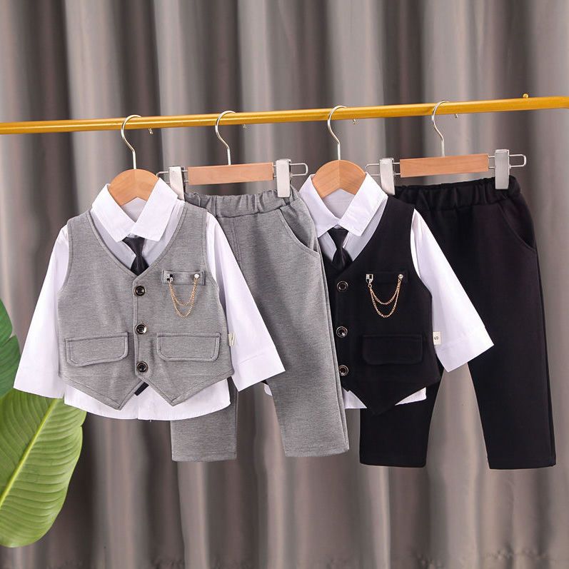 秋季男童小西装马甲套装潮服秋装3儿童礼服2-1-4岁男孩韩版三件套