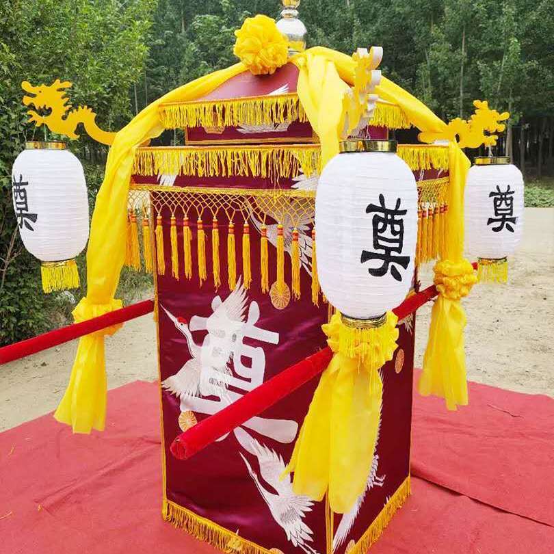 白事花轿白事轿子厂家定做丧葬花轿抬骨灰盒轿棺材轿八抬折叠灵轿