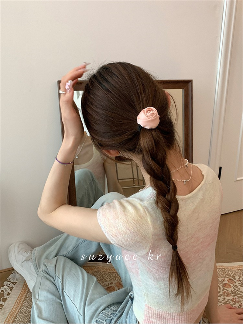 Japanese niche blackpink girl flower hair clip low ponytail hair ring high ponytail top clip hair clip