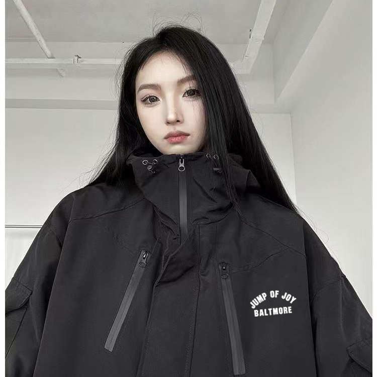 新款美式衝鋒衣外套女韓版寬鬆休閒春秋款戶外機能風潮牌夾克ins