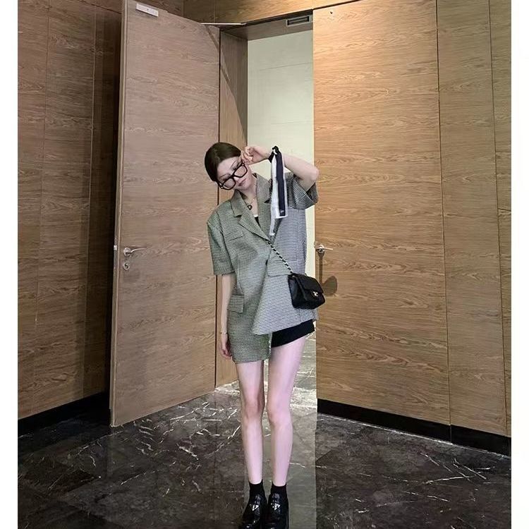 Hong Kong style professional ol chic suit skirt women's summer  new British style thin section high-quality small jacket