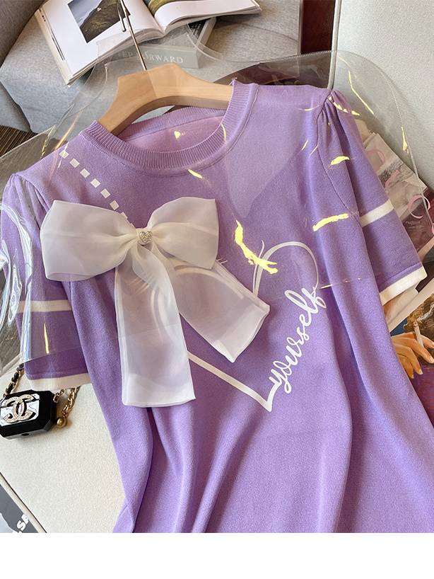 Plus-size women's clothing 2023 summer dress fat sister high-end bowknot A-line skirt loose and thin design sense dress