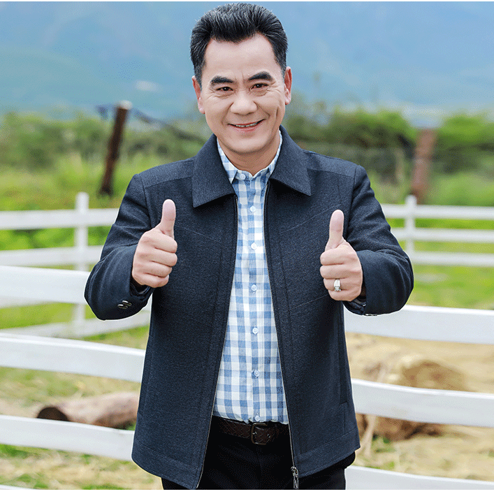 Dad Spring and Autumn Jacket Men's Middle-aged New Printed Jacket 40-Year-Old Thin Middle-aged and Old Men's Clothing 50-Year-Old Top