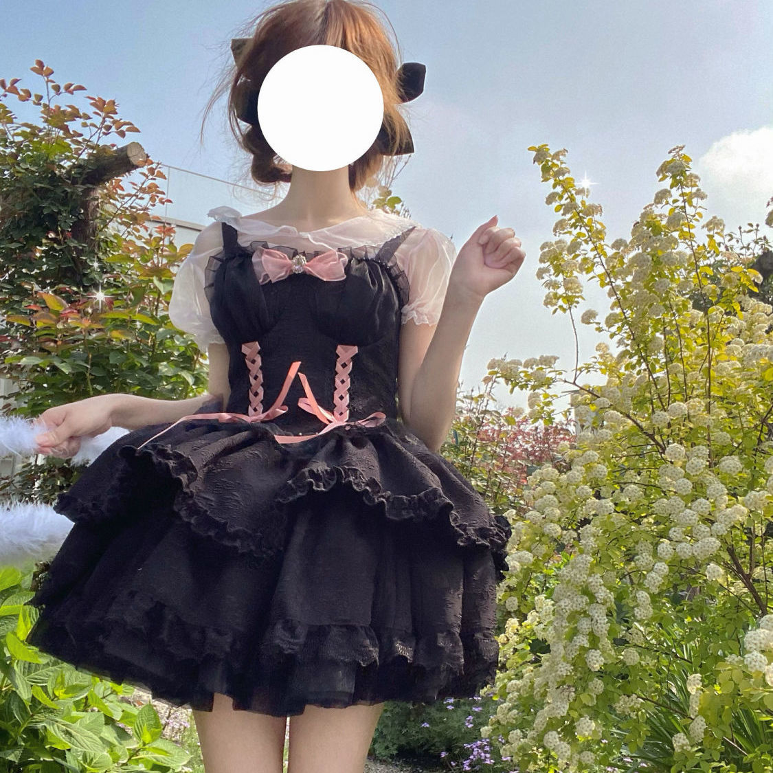 Korean mushroom cool {spot}~Original design Lolita dress taboo love gothic style jsk suspender dress female
