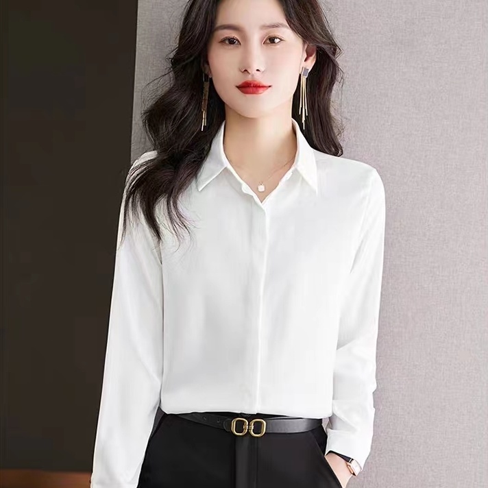 白色襯衫女2023年秋裝新款高級感襯衣漂亮別致小衫長袖小個子上衣