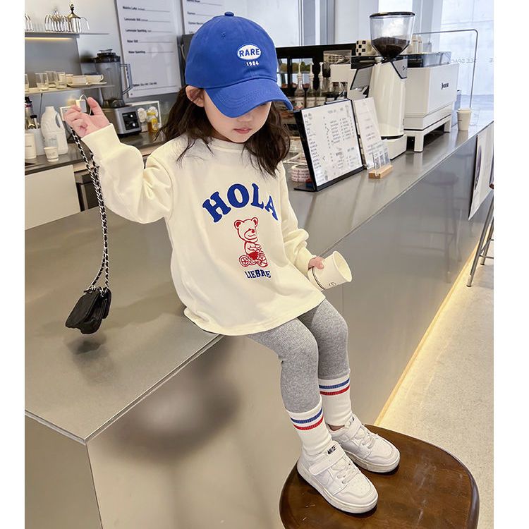 童裝春秋季新款女童套裝寶寶洋氣純棉衣服兒童時髦休閒T恤兩件套