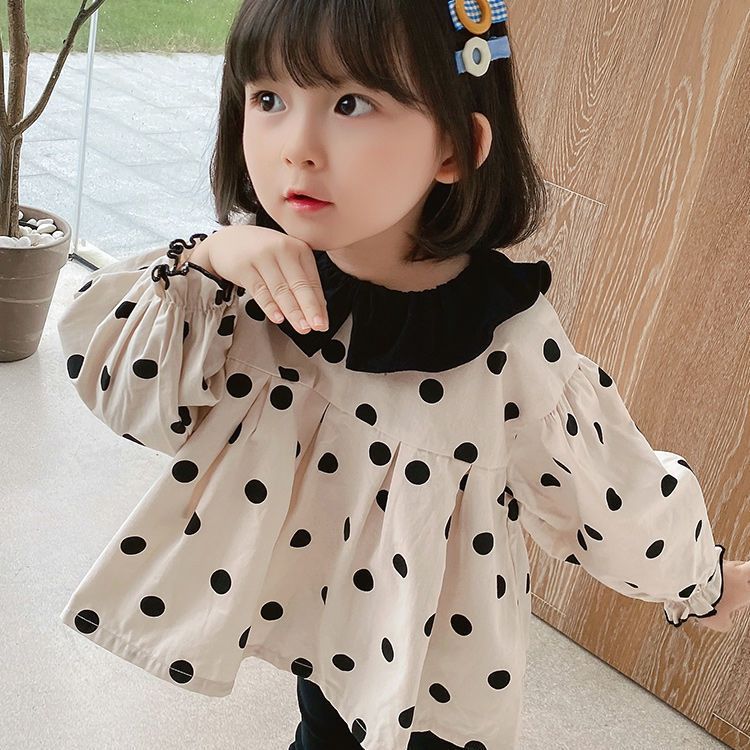 Girls' autumn dress shirt new children's dress girl's top children's foreign style Korean children's long sleeve shirt fashion