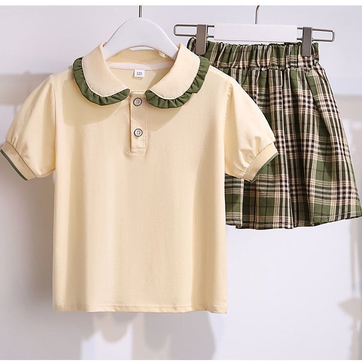女童夏季时尚套装2023儿童小学生短袖薄款童装学院风运动套装裙子