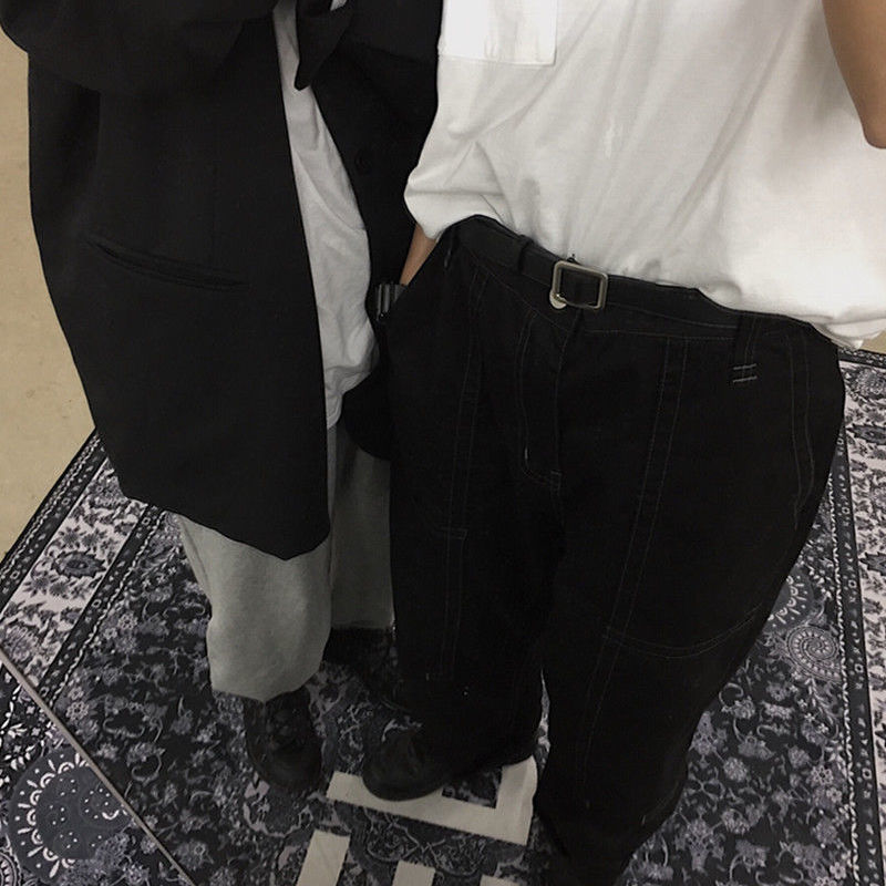 韩国ins复古黑色个性pu皮带学生百搭休闲牛仔裤细腰带配饰男女潮