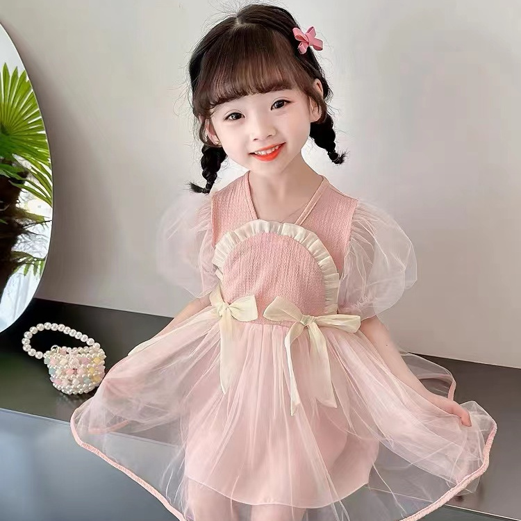 女童甜美連衣裙夏裝2023新款兒童寶寶公主裙超仙洋氣禮服蓬蓬紗裙