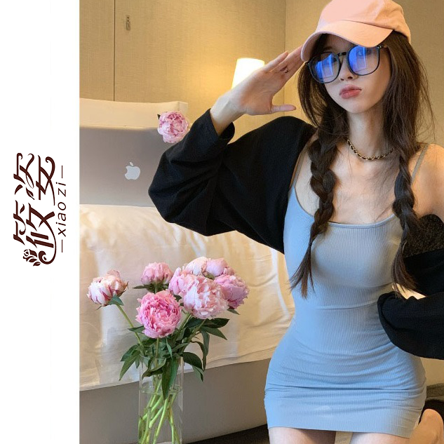 Xiaozi sexy sweet and spicy style sling dress female  new tight waist bag hip skirt bottoming skirt