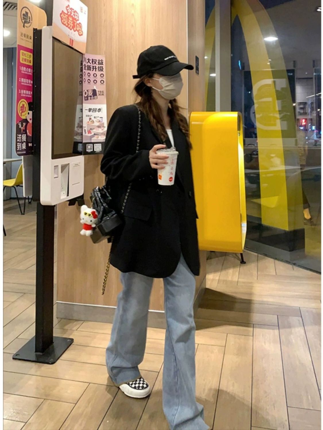 chic internet celebrity small suit women's jacket black 2023 spring and autumn Korean style loose casual small suit top trendy