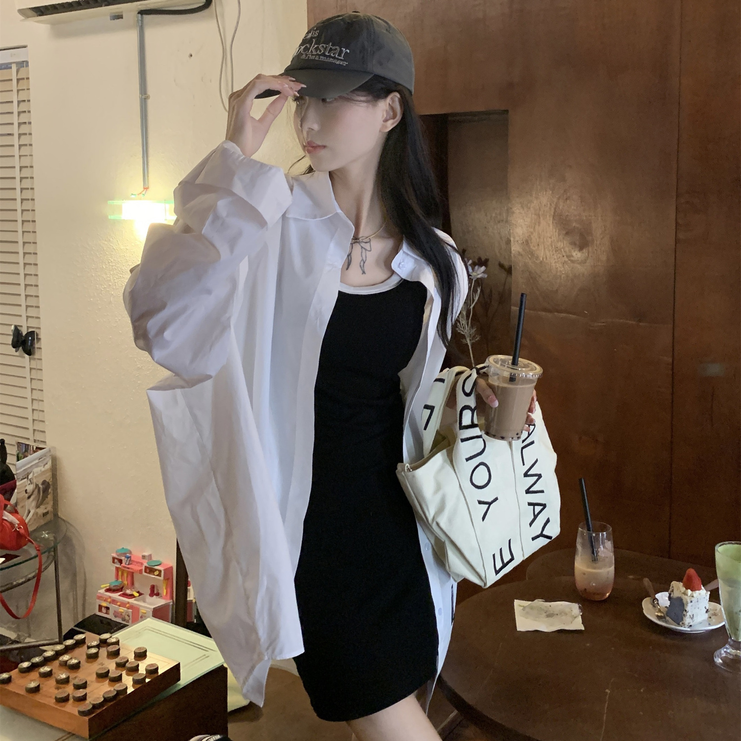 港風秋季女裝白色襯衫女長袖內搭外穿寬鬆高檔襯衣甜辣上衣女洋氣