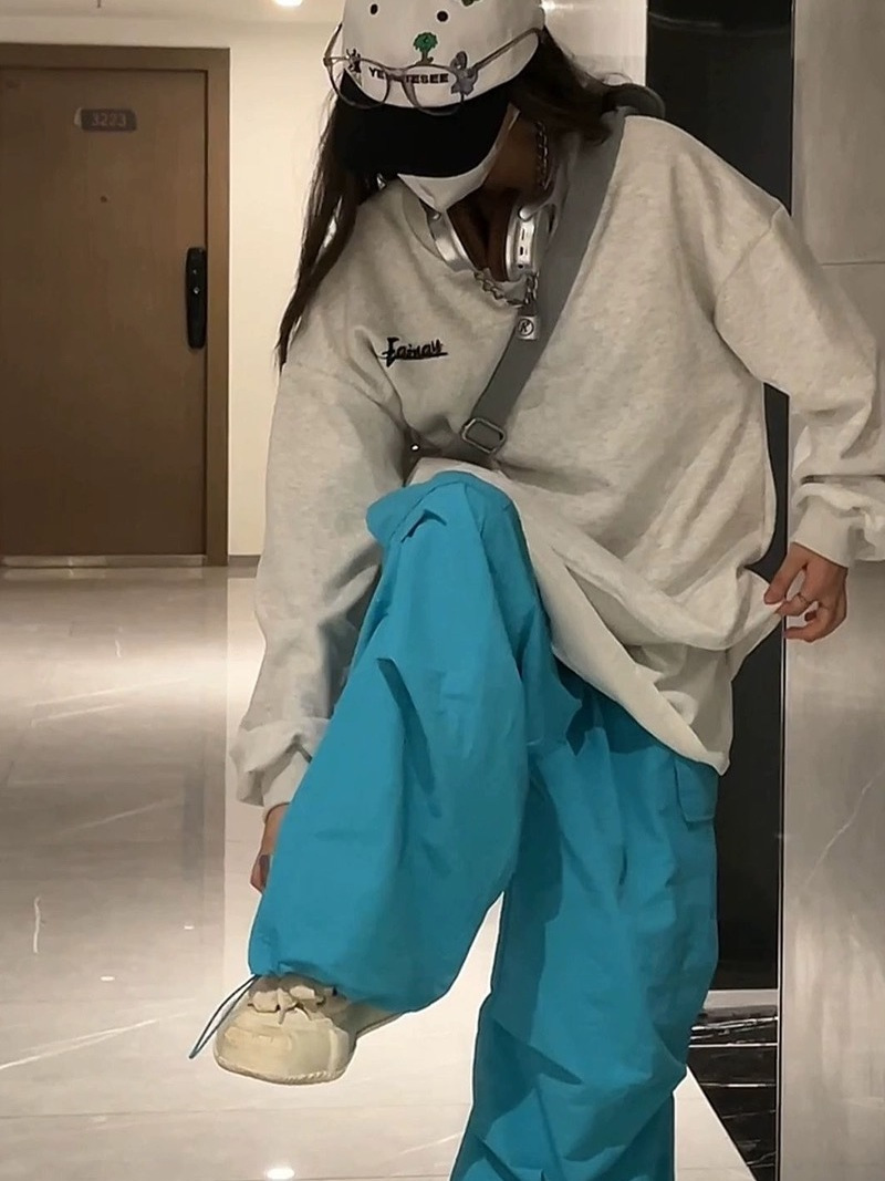 港風chic超好看花灰色字母衛衣女春秋薄款寬鬆氣質休閒百搭上衣潮
