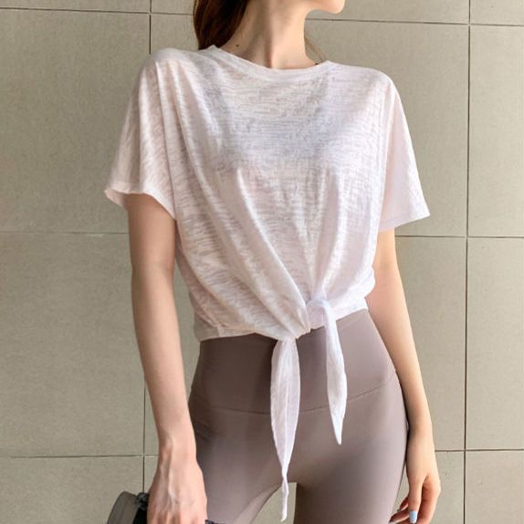 寬鬆運動上衣女夏季短袖速干t恤跑步休閒罩衫短款瑜伽健身服網紅