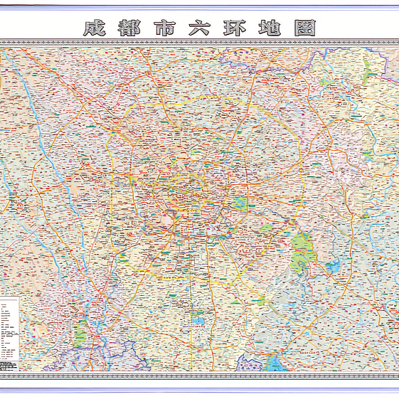 5x1.1米覆膜办公室挂图成都市城区地图